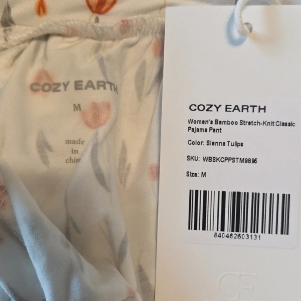 Cozy Earth Women's Floral Pajama Pants - White and Orange - Picture 2 of 3